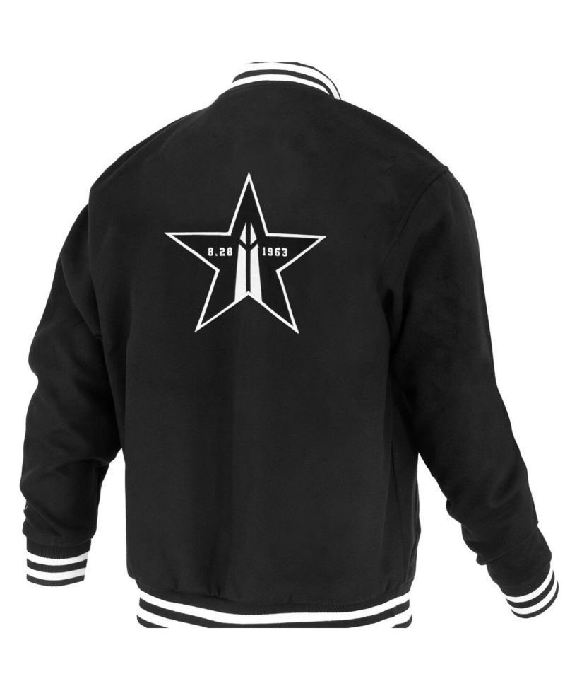 Men's and Women's Black NBA Logoman Shadow Collection Full-Snap Varsity Jacket