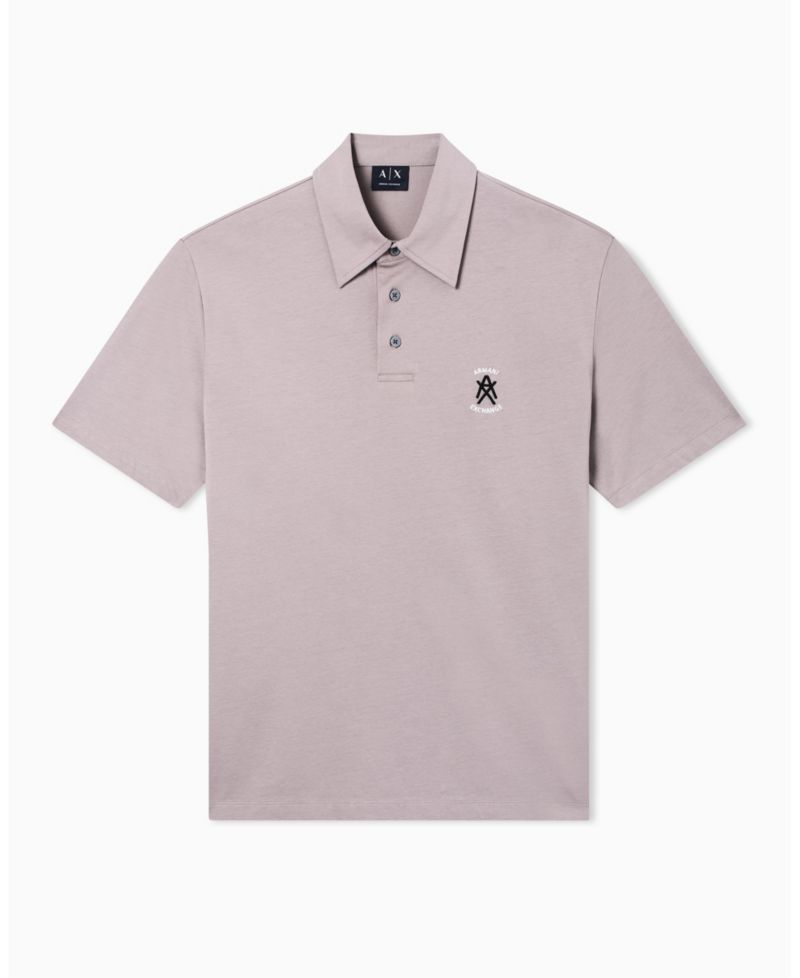 Men's Short Sleeve Mercerized Cotton Logo Polo Shirt