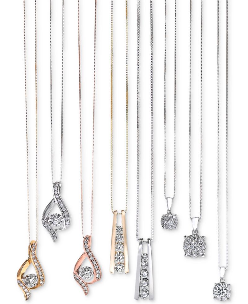 Diamond Ribbon Pendant Necklace (3/8 ct. t.w.) in 14k White or Yellow Gold