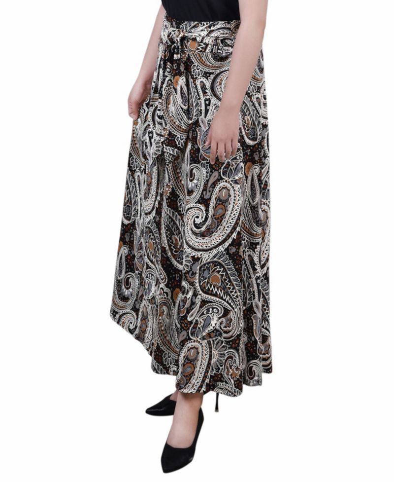 Petite Printed Maxi Skirt with Sash Waist Tie