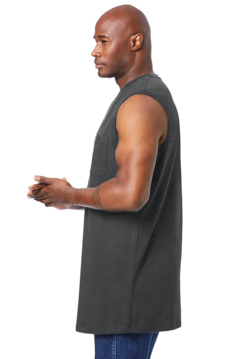 Men's Shrink-Less Longer-Length Lightweight Muscle Pocket Tee