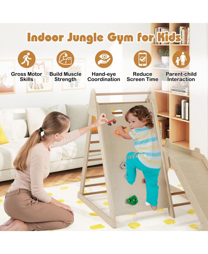 3-in-1 Indoor Jungle Gym with Extended Slide