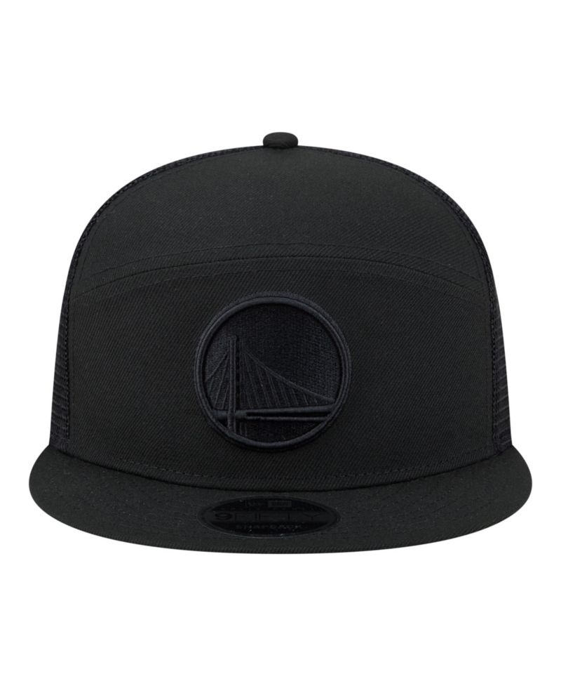 Men's Black Golden State Warriors Block Split Panel 9FIFTY Snapback Hat
