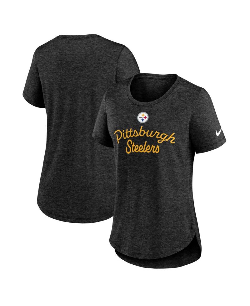 Women's Black Pittsburgh Steelers Script Tri-Blend T-Shirt
