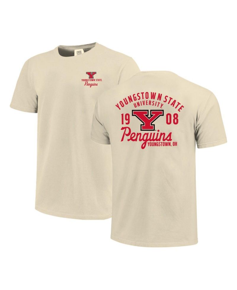 Men's Cream Youngstown State Penguins Comfort Colors Mascot Overlay T-Shirt