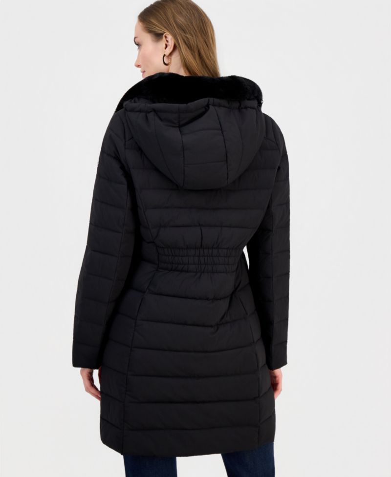 Women's Faux-Fur-Collar Hooded Packable Puffer Coat, Created for Macy's