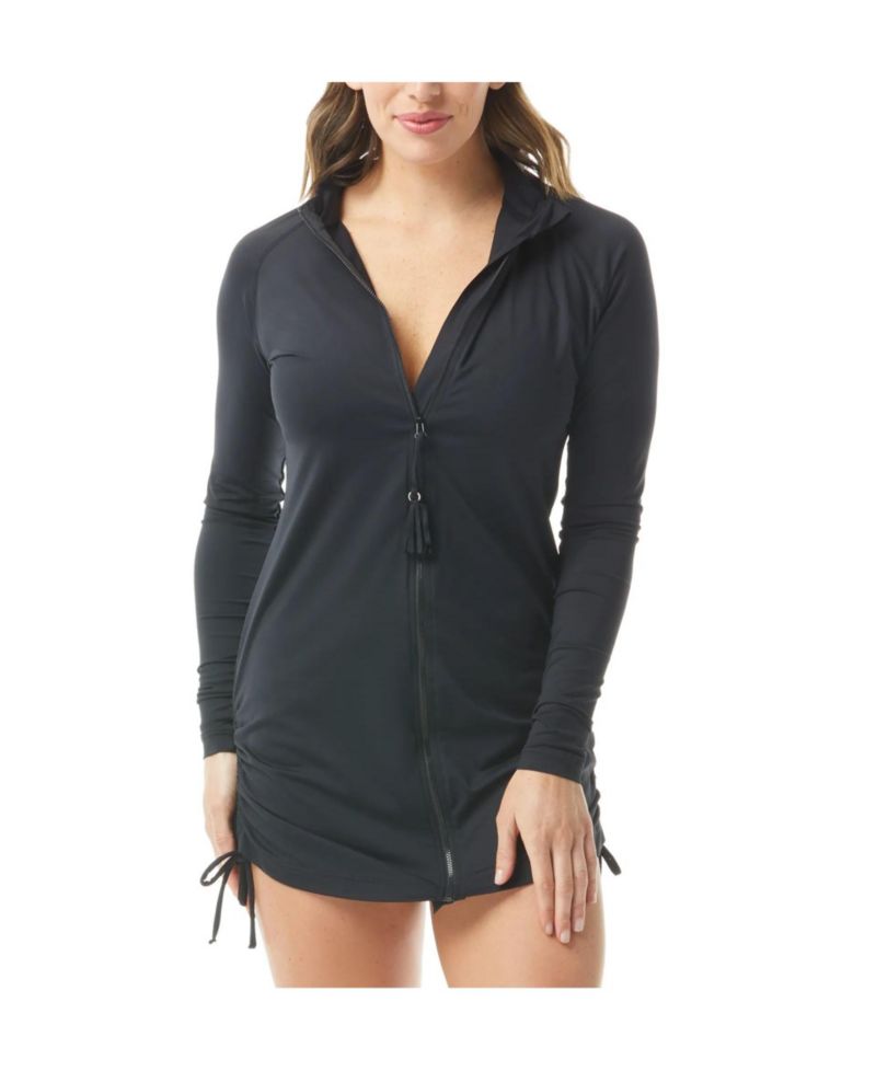 Interval Long Sleeve Side Tie Zip Front Cover-Up