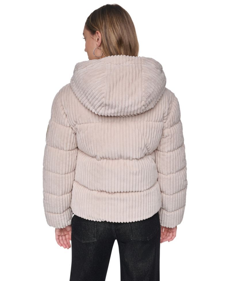 Women's Hooded Corduroy Puffer Jacket