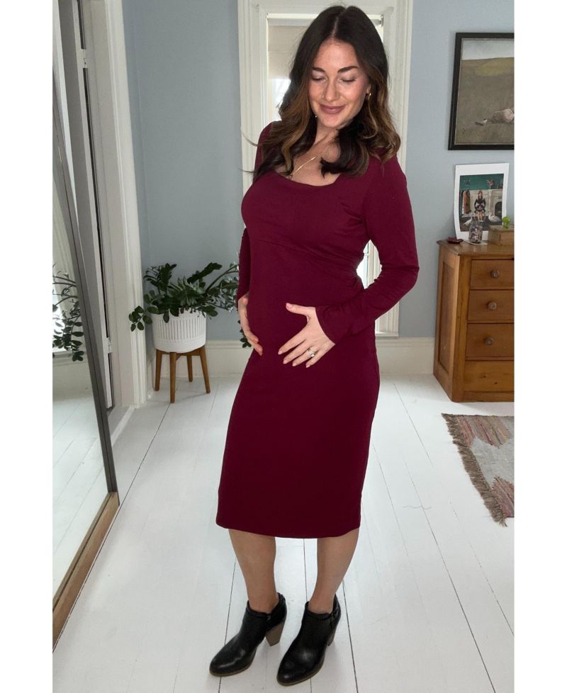 Women's Basic Square Neck Midi Dress