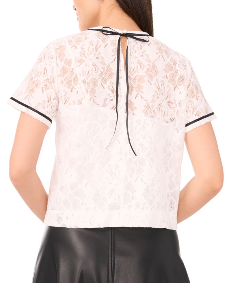 Women's Lace Crewneck Short-Sleeve Top