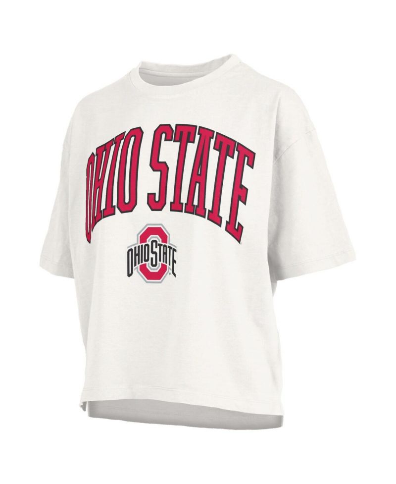 Women's White Ohio State Buckeyes Plus Size Nelson Motley Crew Oversized Slub T-Shirt