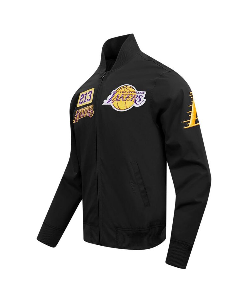 Men's Black Los Angeles Lakers Area Code Twill Full-Zip Jacket