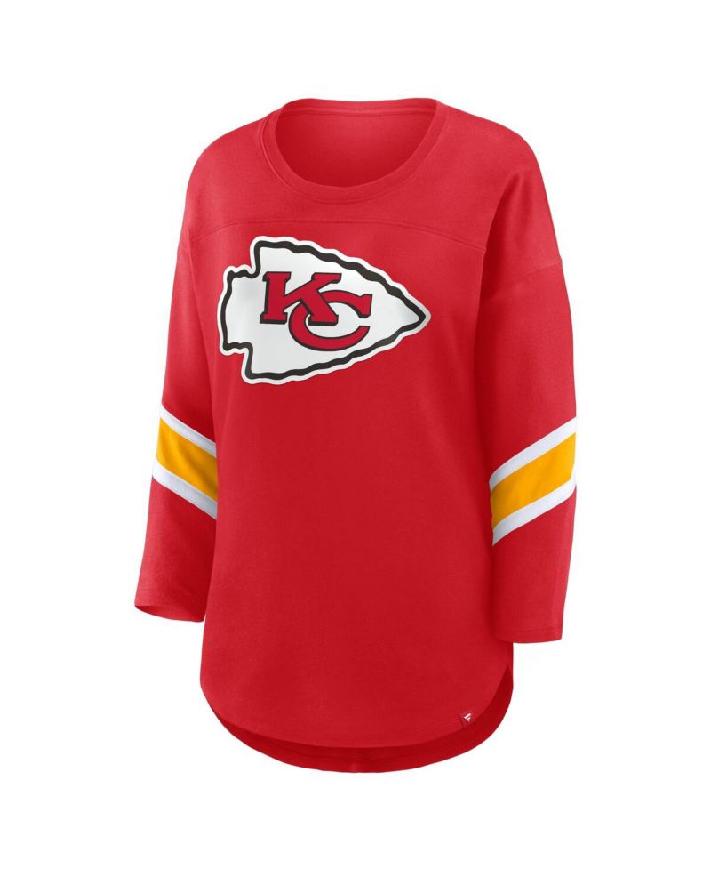 Women's Red Kansas City Chiefs Plus Size Redzone 3/4-Sleeve Scoop Neck T-Shirt