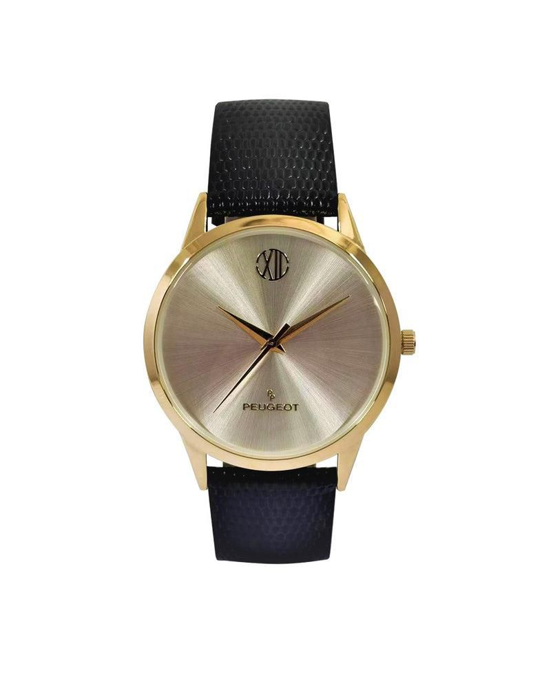 Men's 40mm Wafer Slim Round Gold-Plated Case Watch-Champagne