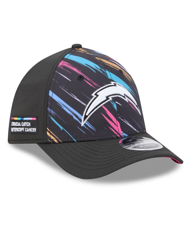 Men's Black Los Angeles Chargers 2026 NFL Cruical Catch 39THIRTY M-Crown Stretch Hat
