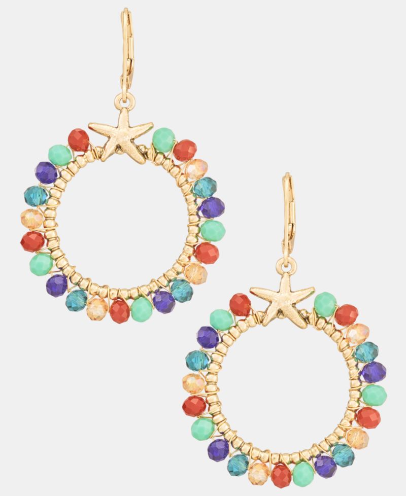 Beaded Starfish Open Drop Earrings