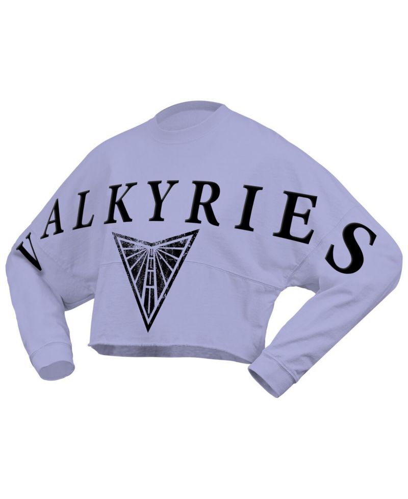 Women's Violet Golden State Valkyries Jumbo Print Oversized Cropped Long-Sleeve T-Shirt