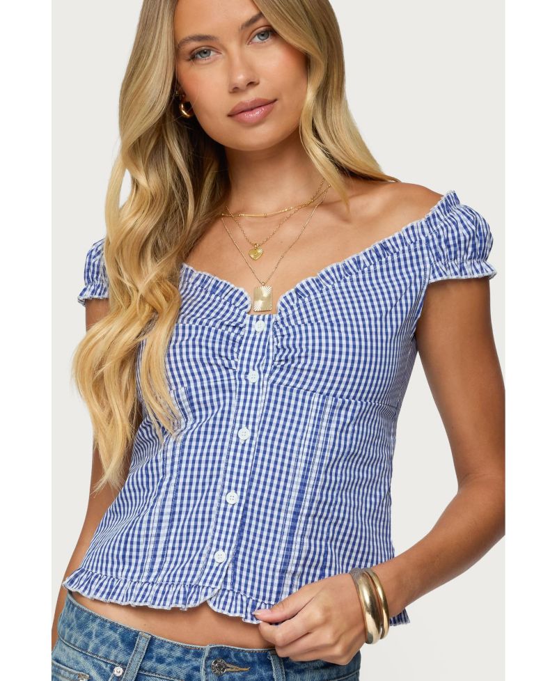 Women's Dorothie Gingham Button Up Top