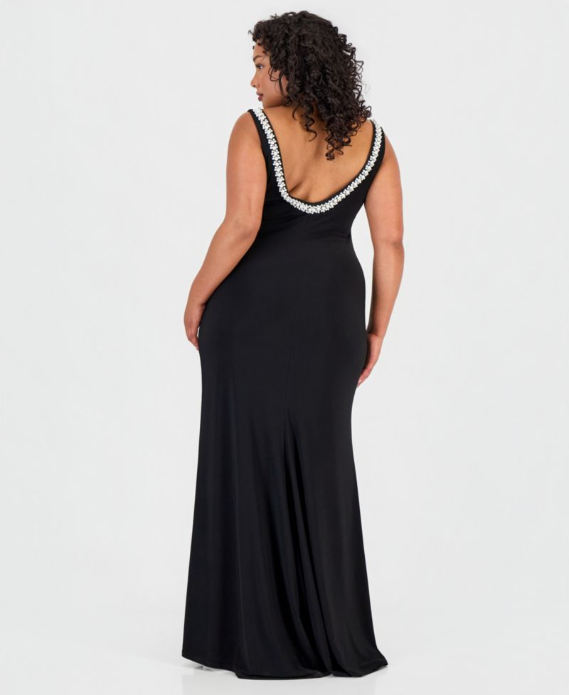 Trendy Plus Size Scoop-Neck Shiny Knit Gown