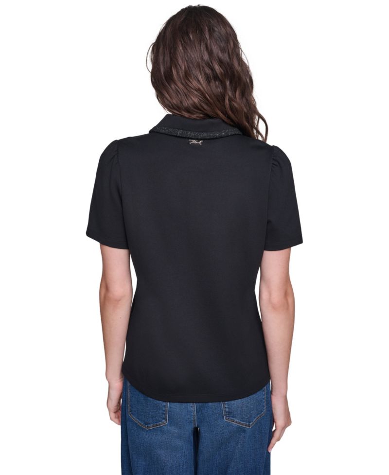 Women's Short-Sleeve Collared Knit Polo