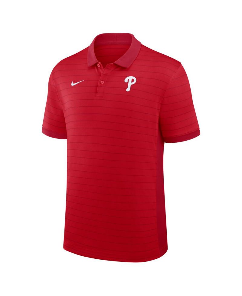 Men's Red Philadelphia Phillies Authentic Collection Striped Victory Dri-FIT Polo Shirt