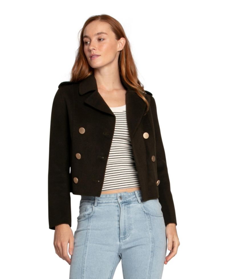 Women's Love Me Now Wool Blend Military Style Coat