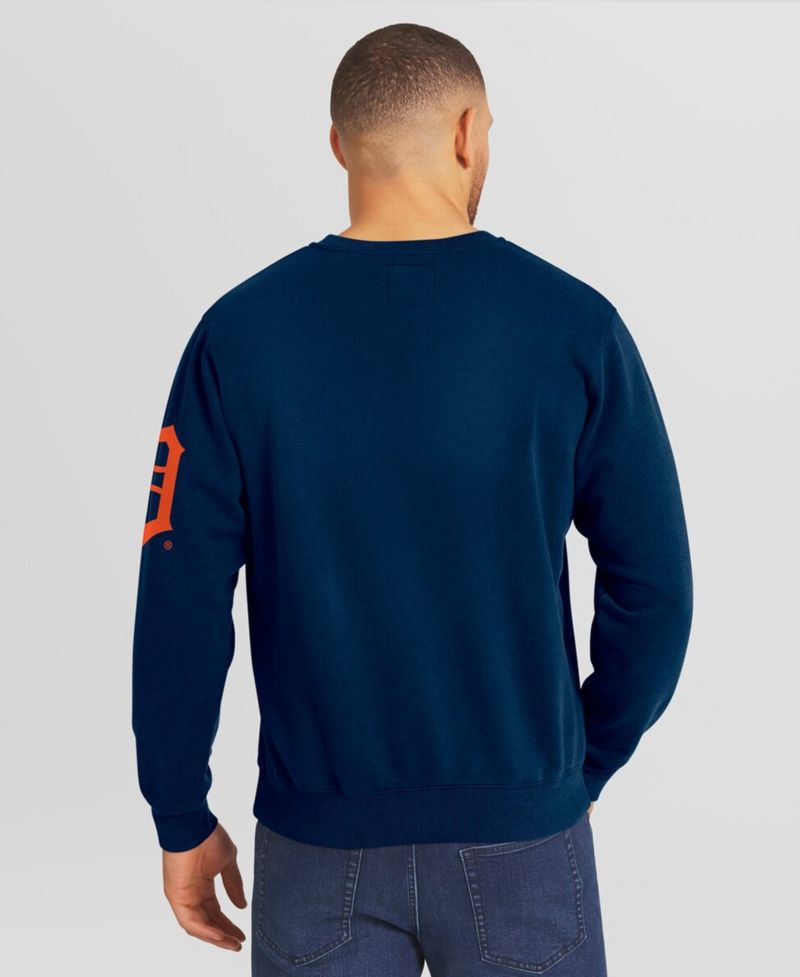 Darius Rucker Collection by Men's Navy Detroit Tigers Washed Crew Neck Pullover Sweatshirt
