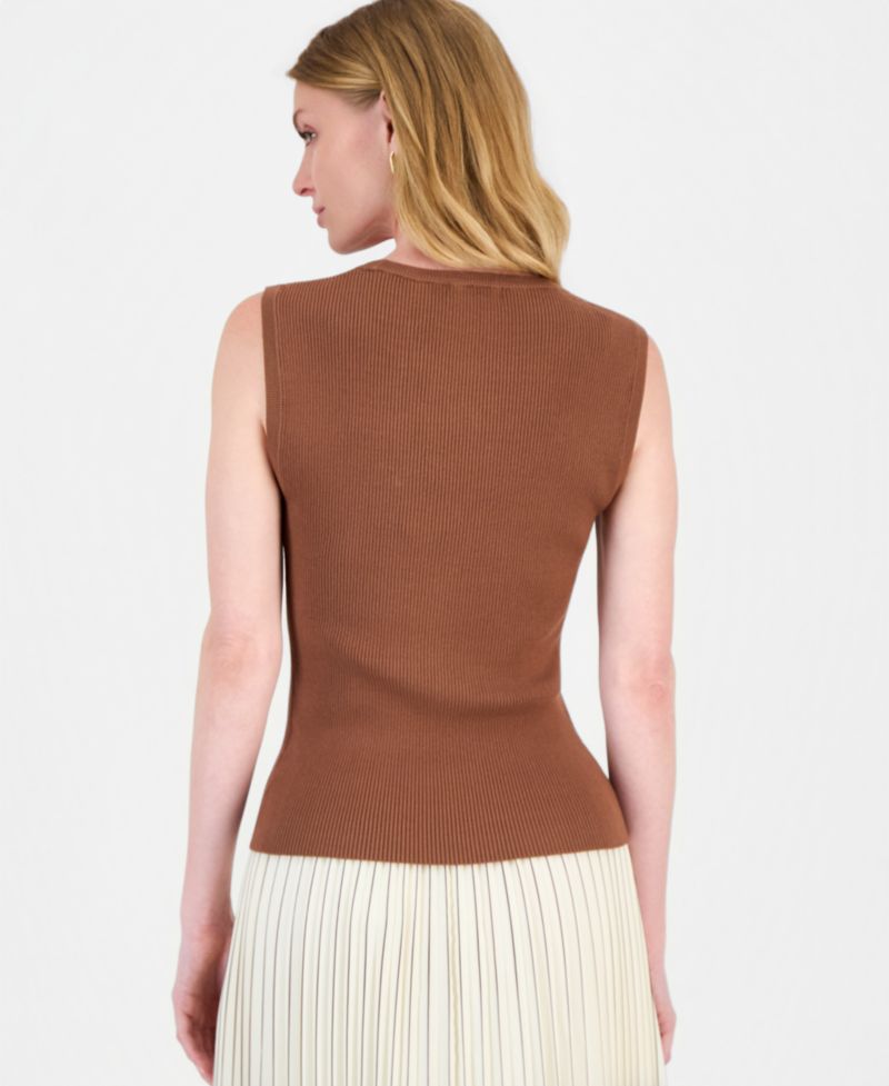 Women's Sleeveless Embellished Ribbed Top