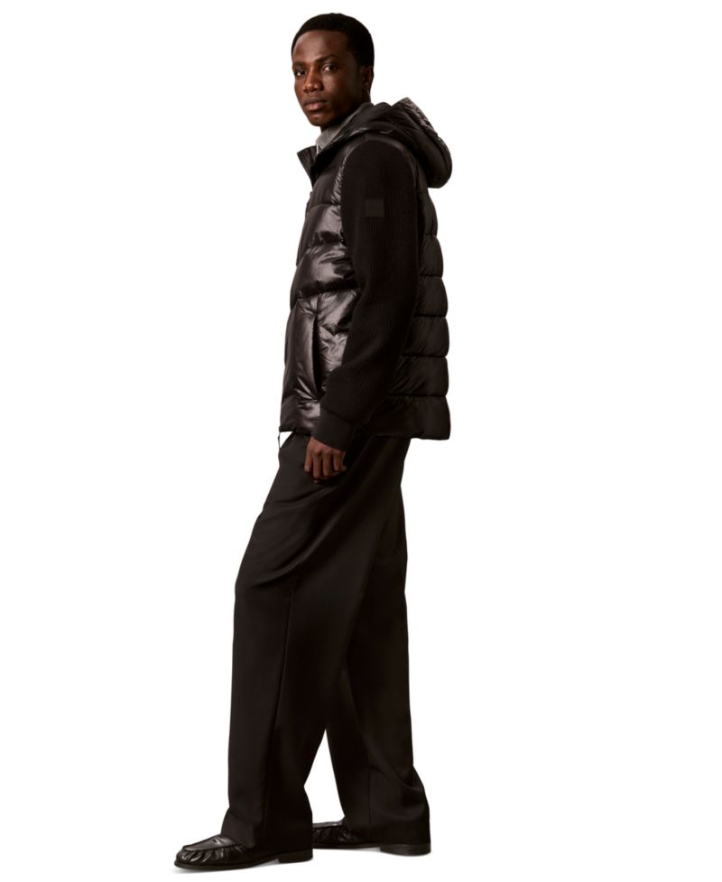Men's Mixed Media Hooded Puffer Jacket