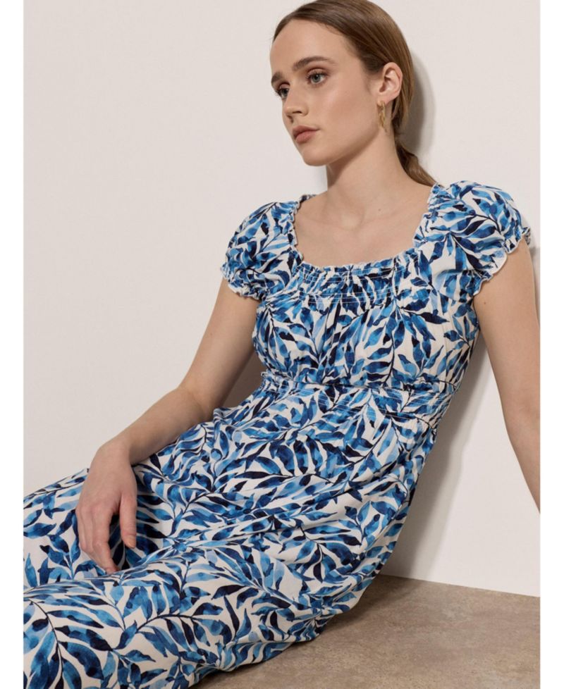 Women's Milkmaid Printed Midi Dress