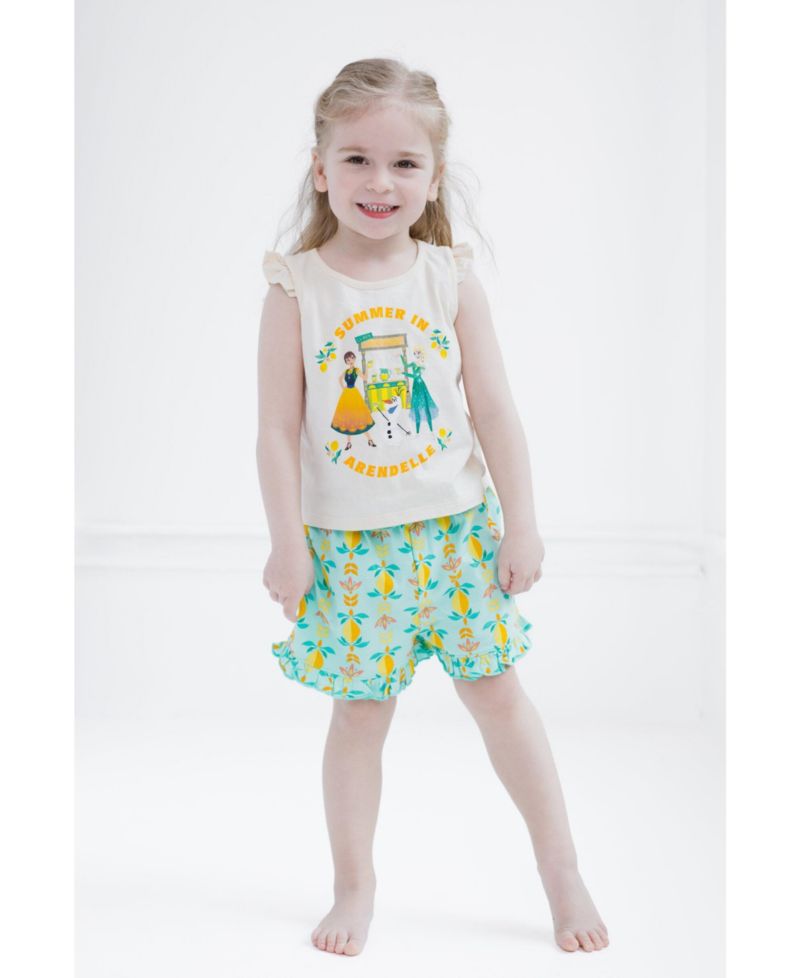Girls Disney Princess Moana Belle Minnie Mouse Nightmare Before Christmas Tank Top and French Terry Shorts to