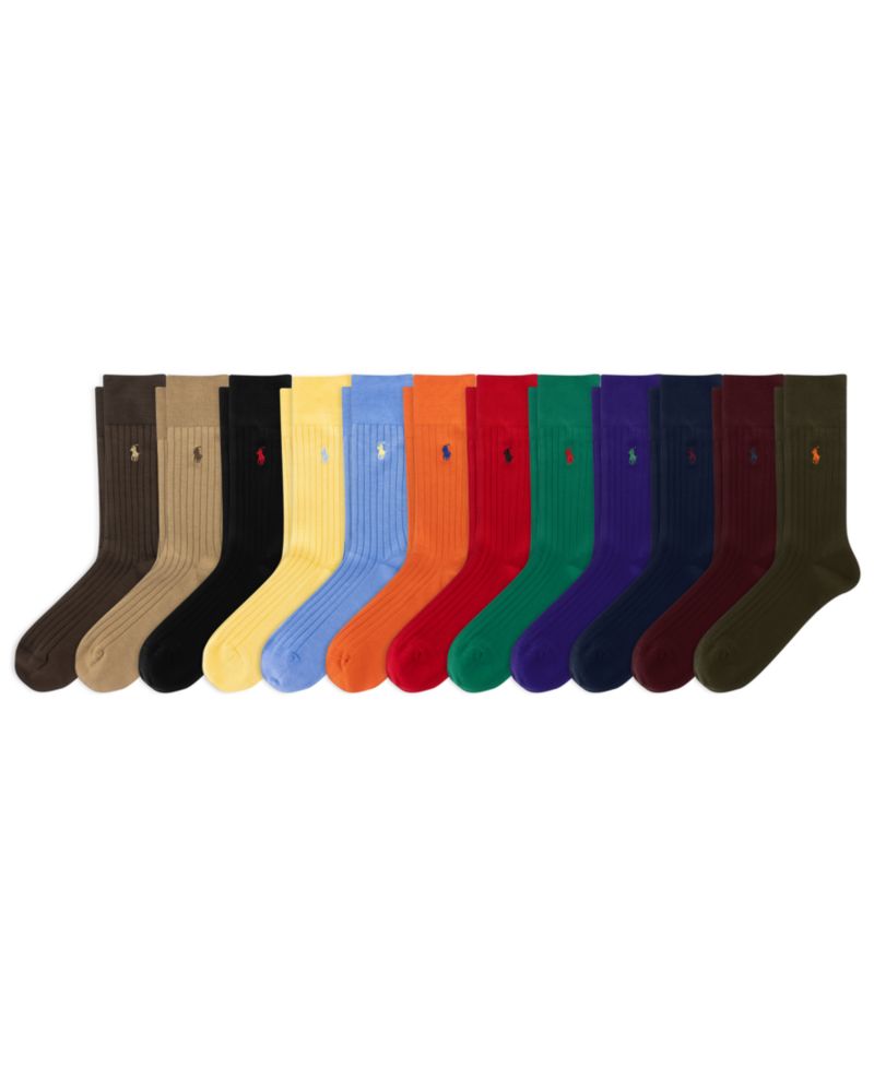 Men's Signature Pony Crew Ribbed Dress Socks, 12-Pair