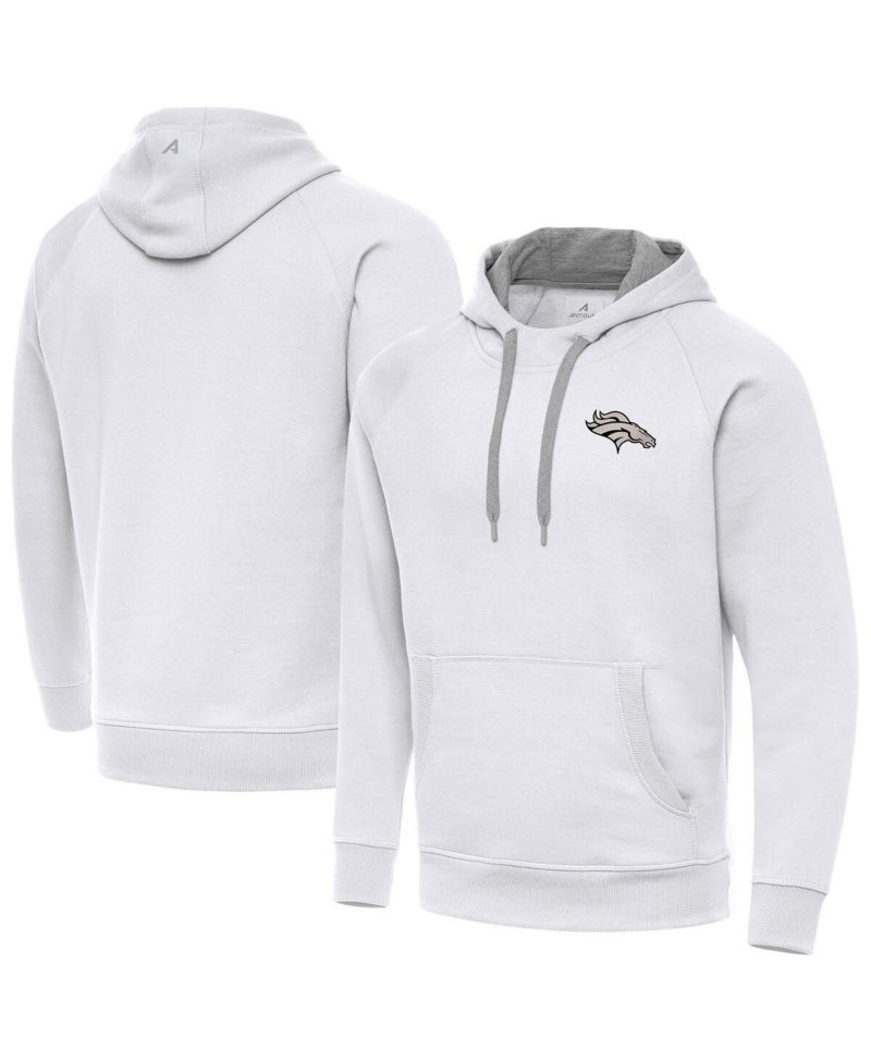Men's White Denver Broncos Brushed Carbon Victory Pullover Hoodie