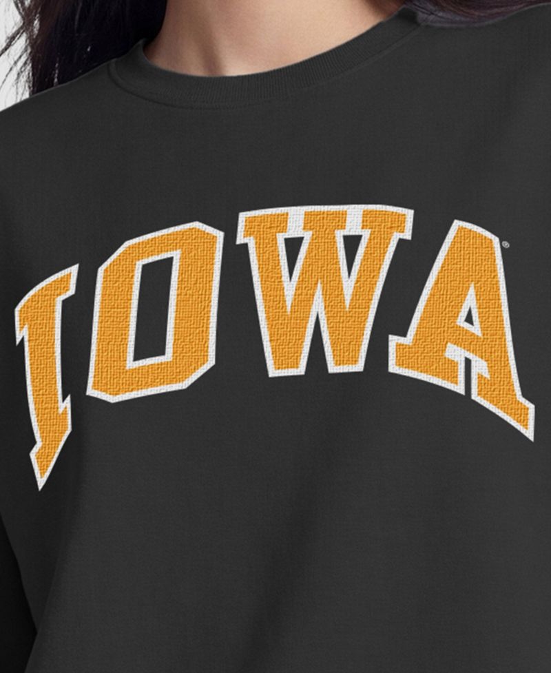 Women's Black Iowa Hawkeyes Fleece Crew Sweatshirt