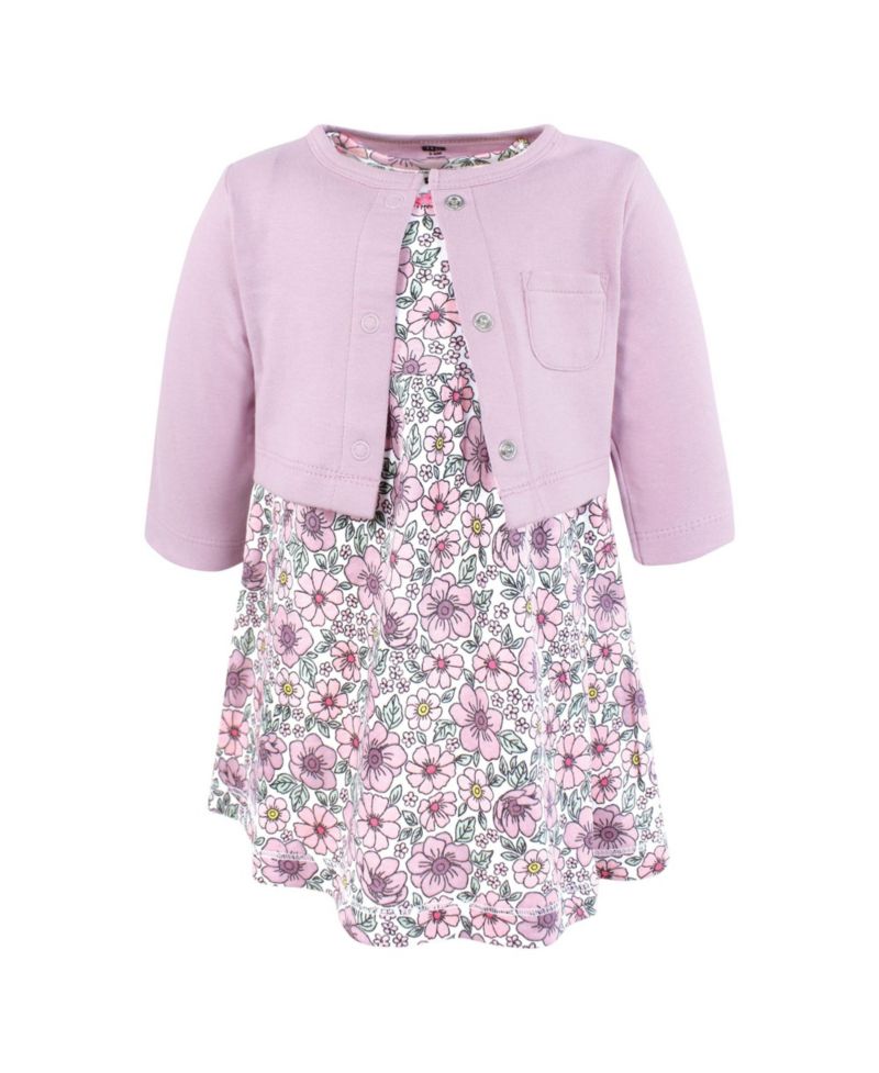Baby Girls Hudson Lightweight Cotton Dress and Cardigan Set