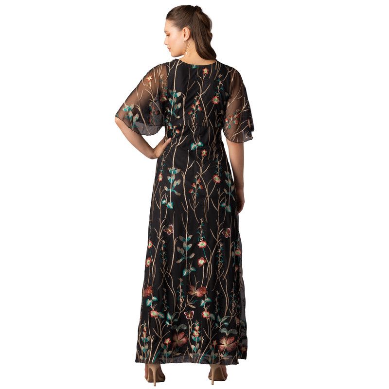 Women's Embroidered Elegance Evening Gown with Sleeves