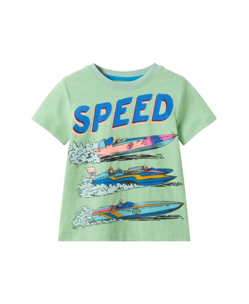 Andy and Evan Little Boys Speed Boat Graphic Tee
