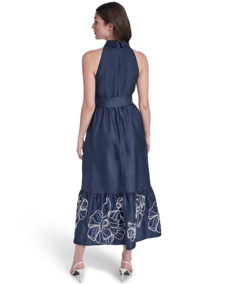 Petite Embroidered Midi Shirt-Dress