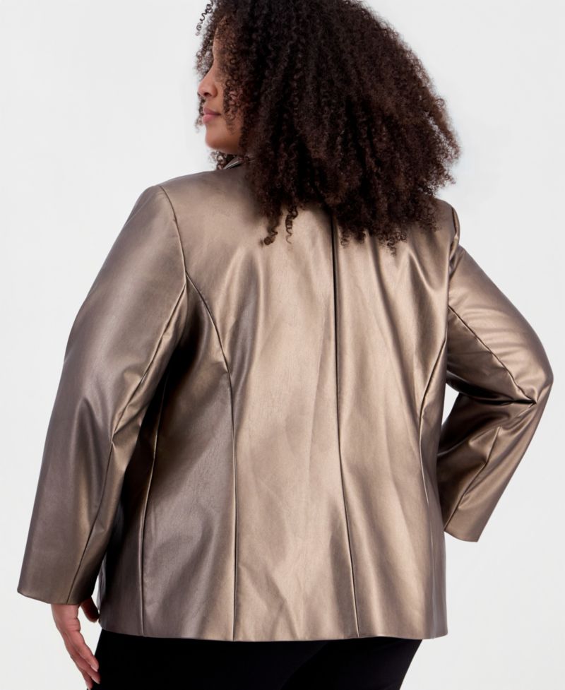 Plus Size Notch-Collar Long-Sleeve Blazer