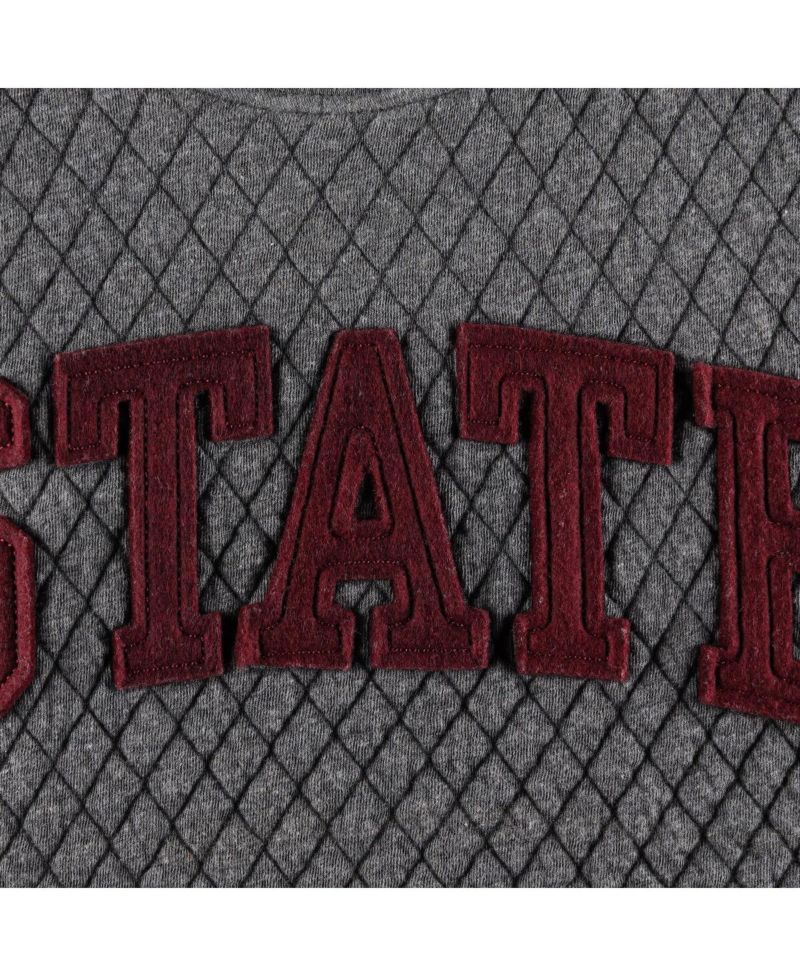 Women's Heather Charcoal Mississippi State Bulldogs Moose Quilted Pullover Sweatshirt