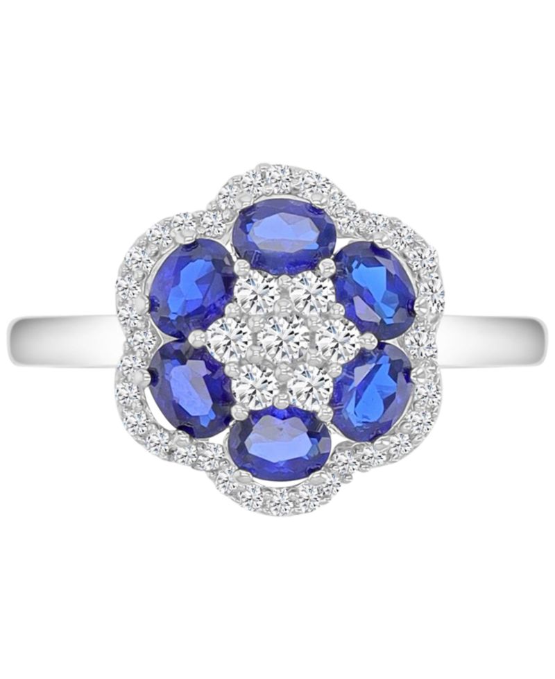 Blue Sapphire (1.2 ct. t.w.) and White Sapphire (0.47 ct. t.w.) Ring in Sterling Silver