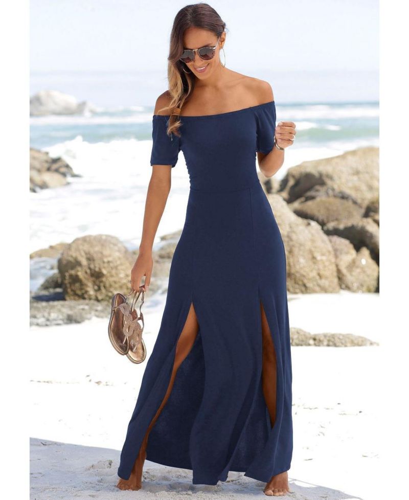 Women's Printed Off Shoulder Everyday Comfort Maxi Dress