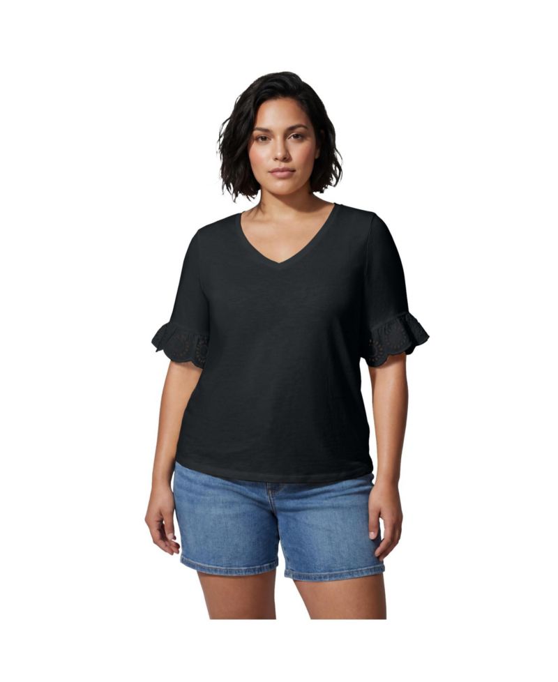 Women's Eyelet Trim Top