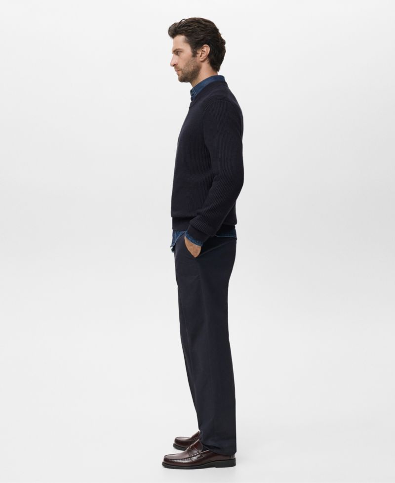Men's Fine Rib-Knit Cotton Sweater