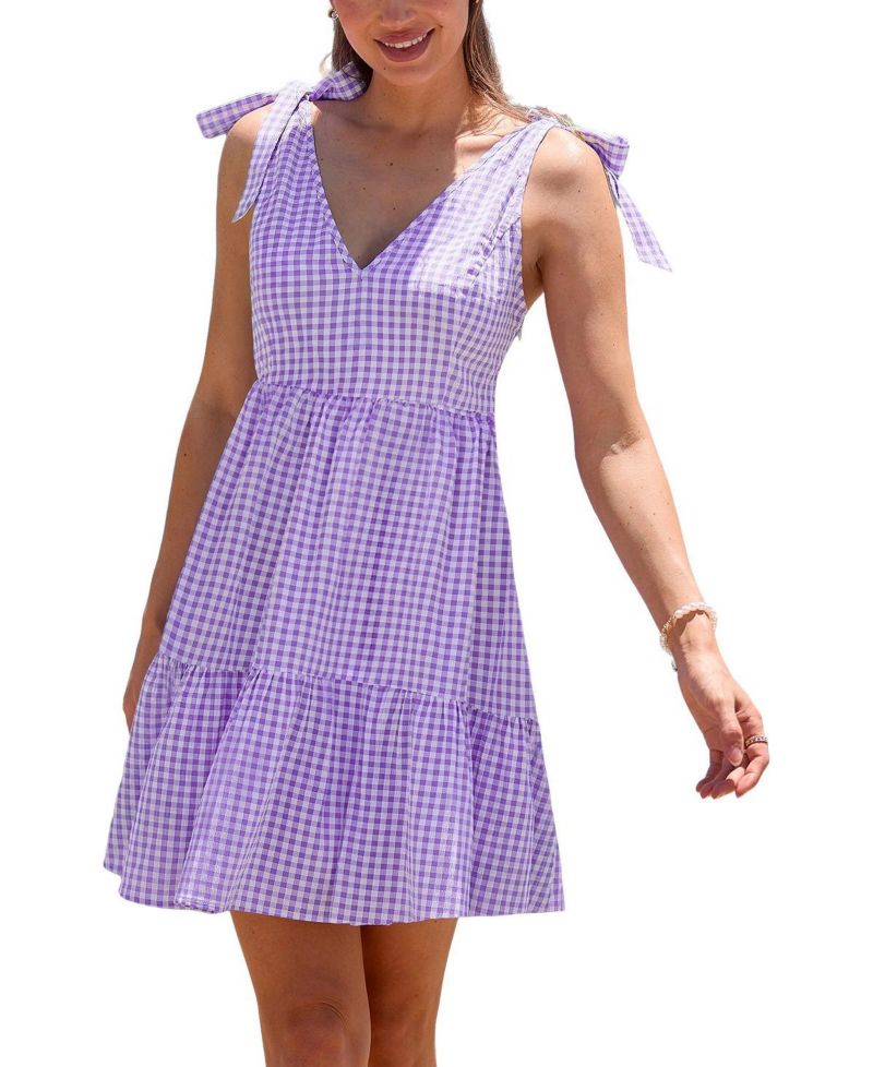 Women's Blackberry Jam Gingham Mini Beach Dress