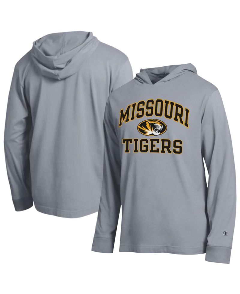 Men's Heather Gray Missouri Tigers High Motor All-Star Long Sleeve Hooded T-Shirt