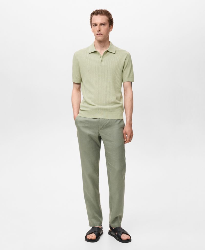 Men's Ribbed Knit Polo Shirt