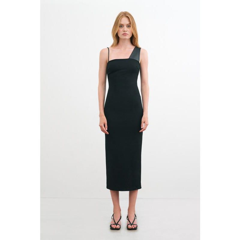Women's Nova Asymmetric-Strap Sleeveless Midi Dress