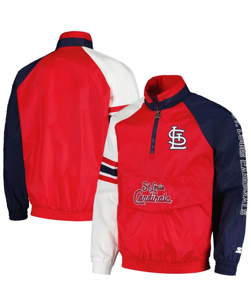 Men's Red/Navy St. Louis Cardinals Elite Raglan Half-Zip Jacket