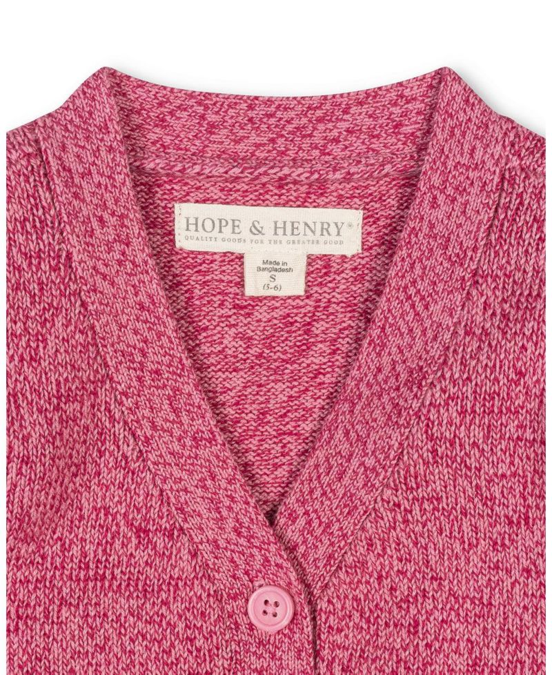 Little and Big Girls' (XXS-L) Organic V-Neck Cardigan Sweater
